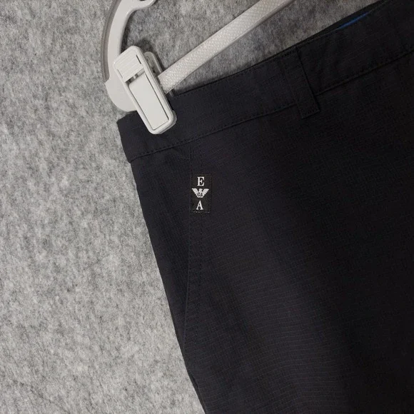 Emporio Armani Women Pants 10 Wide Leg Crop Nylon Textured Black Pockets Casual - Picture 5 of 10